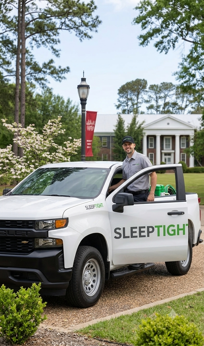 Sleep Tight technician outside a Chicago home